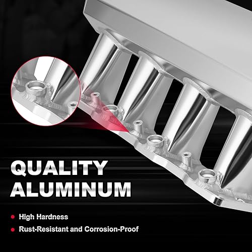 Miniatura 10 de TEMSONE Colector de admisión de 4.016in EFI fabricado con chapa metálica con cuerpo del acelerador electrónico y rieles de combustible compatibles