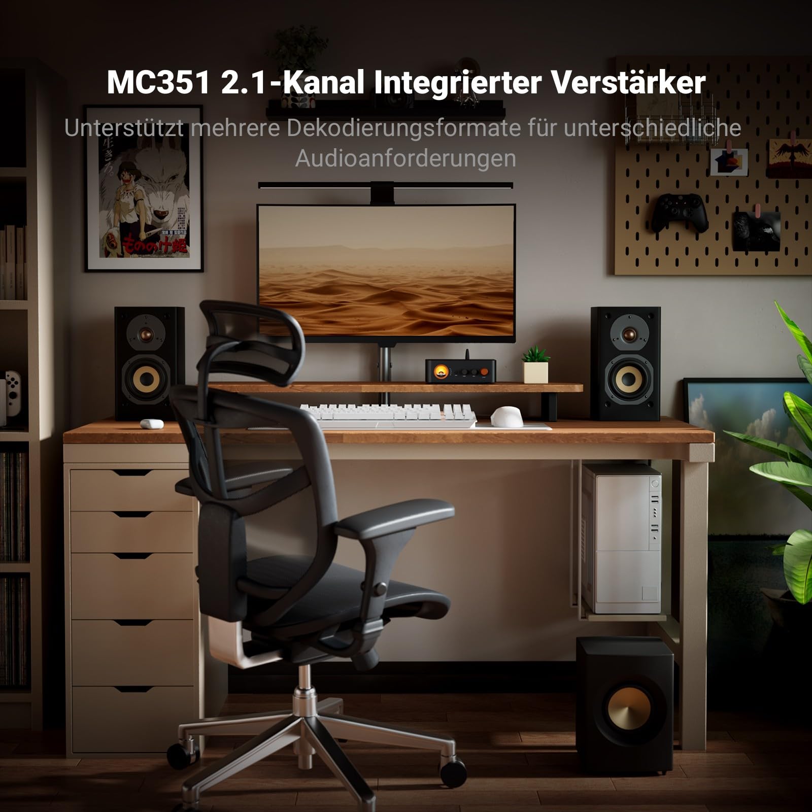 Fosi Audio MC351 2.1 Kanal Verstärker mit DAC, Home Audio Stereo Bluetooth Endstufe mit Dual TPA3255 Chips für HiFi Passiv Lautsprecher, Vintage VU Meter Receiver mit USB/Opt/Coax
