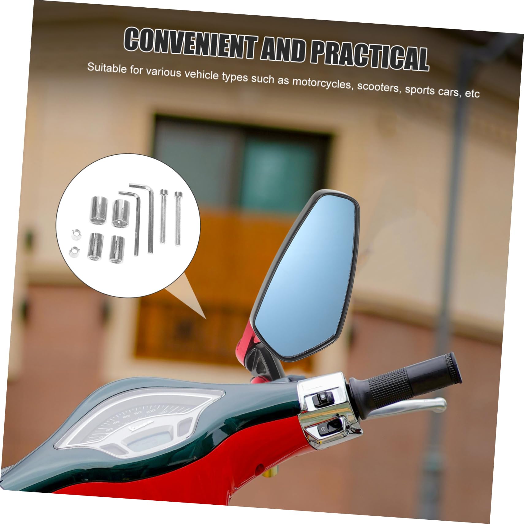 PartyKindom Specchi Retrovisori per Veicoli a Due Ruote, Manubrio da 22mm, Angolo Regolabile, Lega di Alluminio, Visibilità Migliorata
