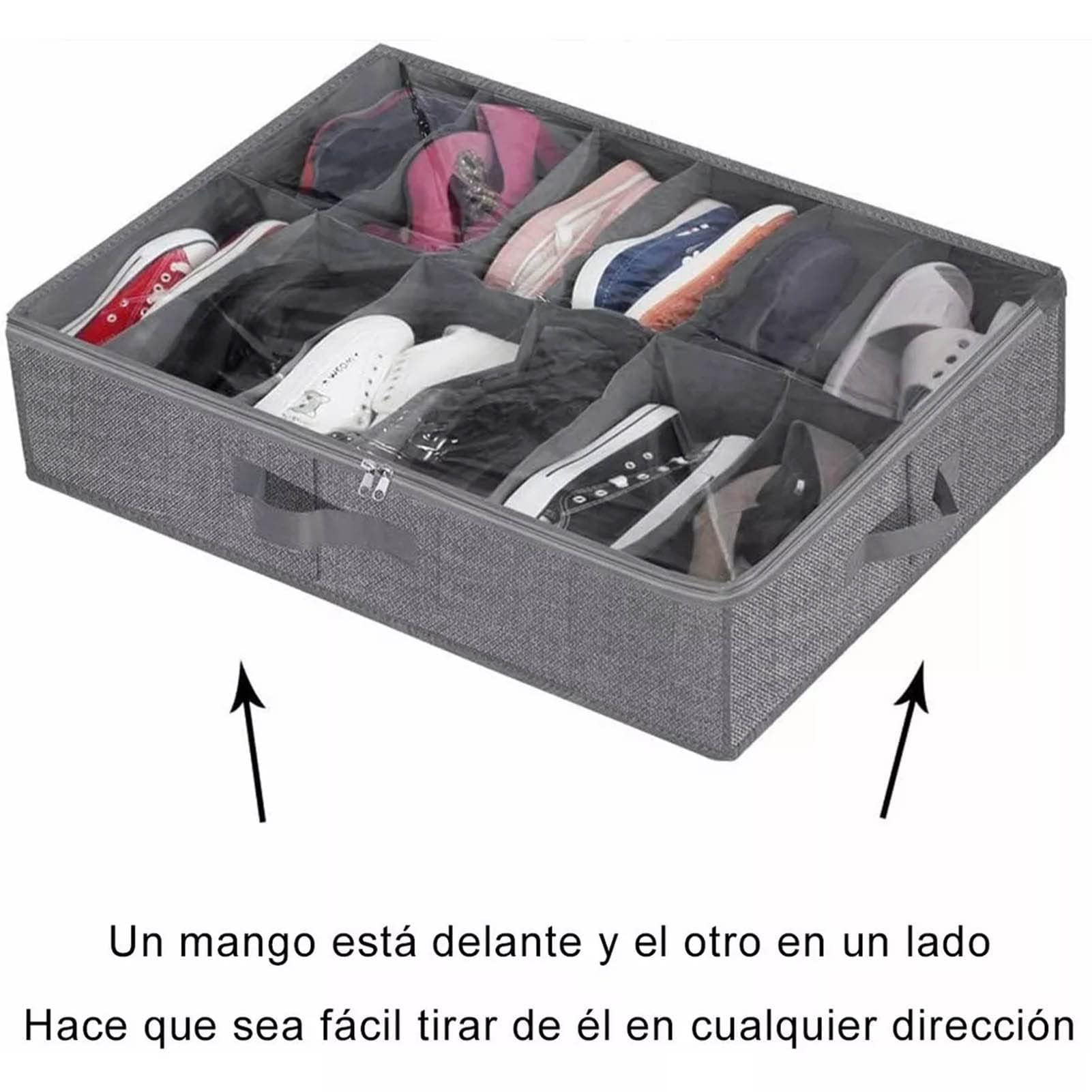 Cyrank Organizzatore Sotto Il Letto Per Scarpe, Con Finestra Trasparente E Maniglie, Pieghevole, Grigio, 542g
