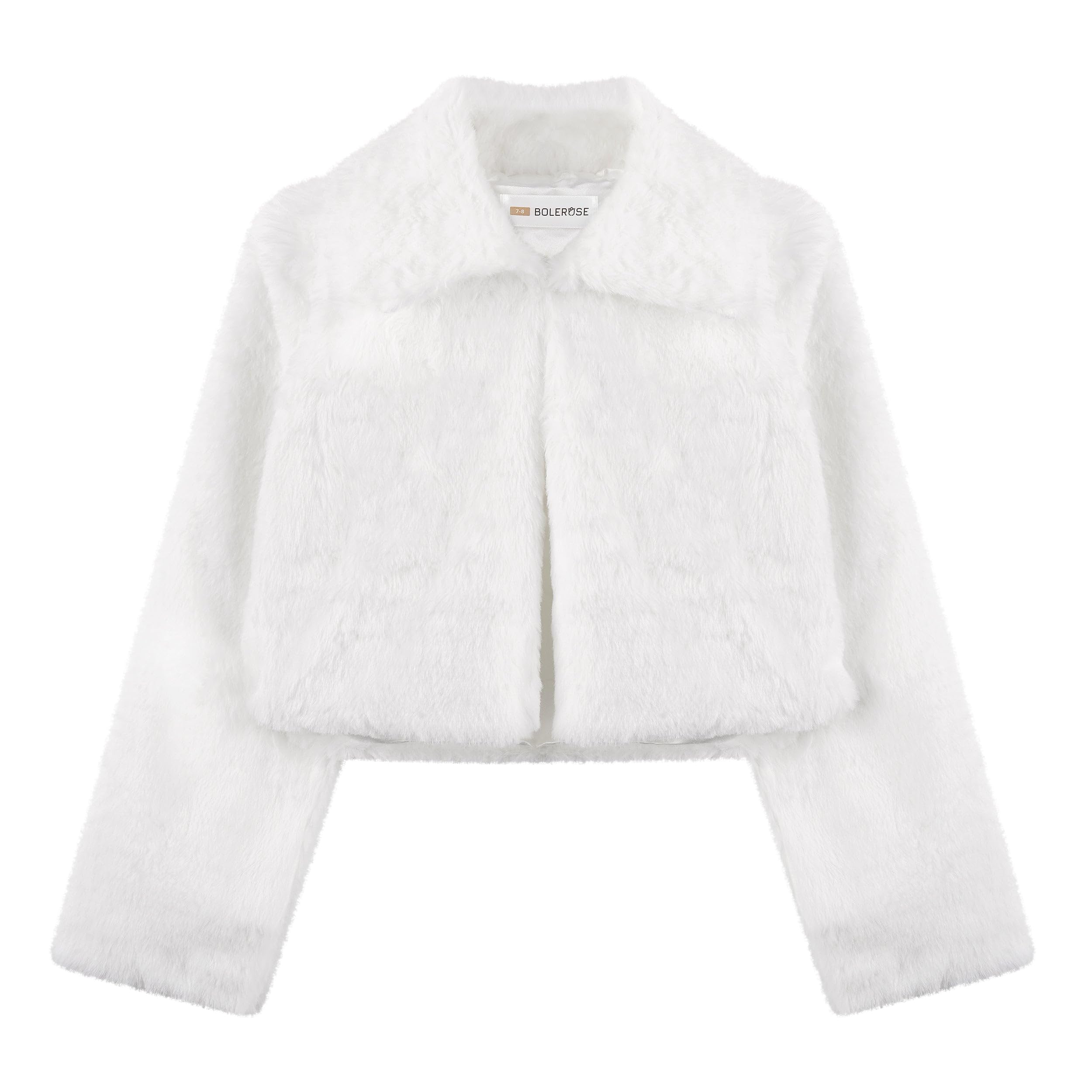 Bolerose Veste boléro à col en Fausse Fourrure Douce pour Fille Enfant