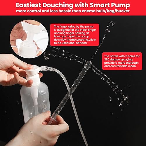 Miniatura 3 de Kit de botella de bomba de enema de lavado femenino de 20.3 fl oz, 6 puntas de boquilla de enema para café, limpieza de colon, hombres y mujeres,