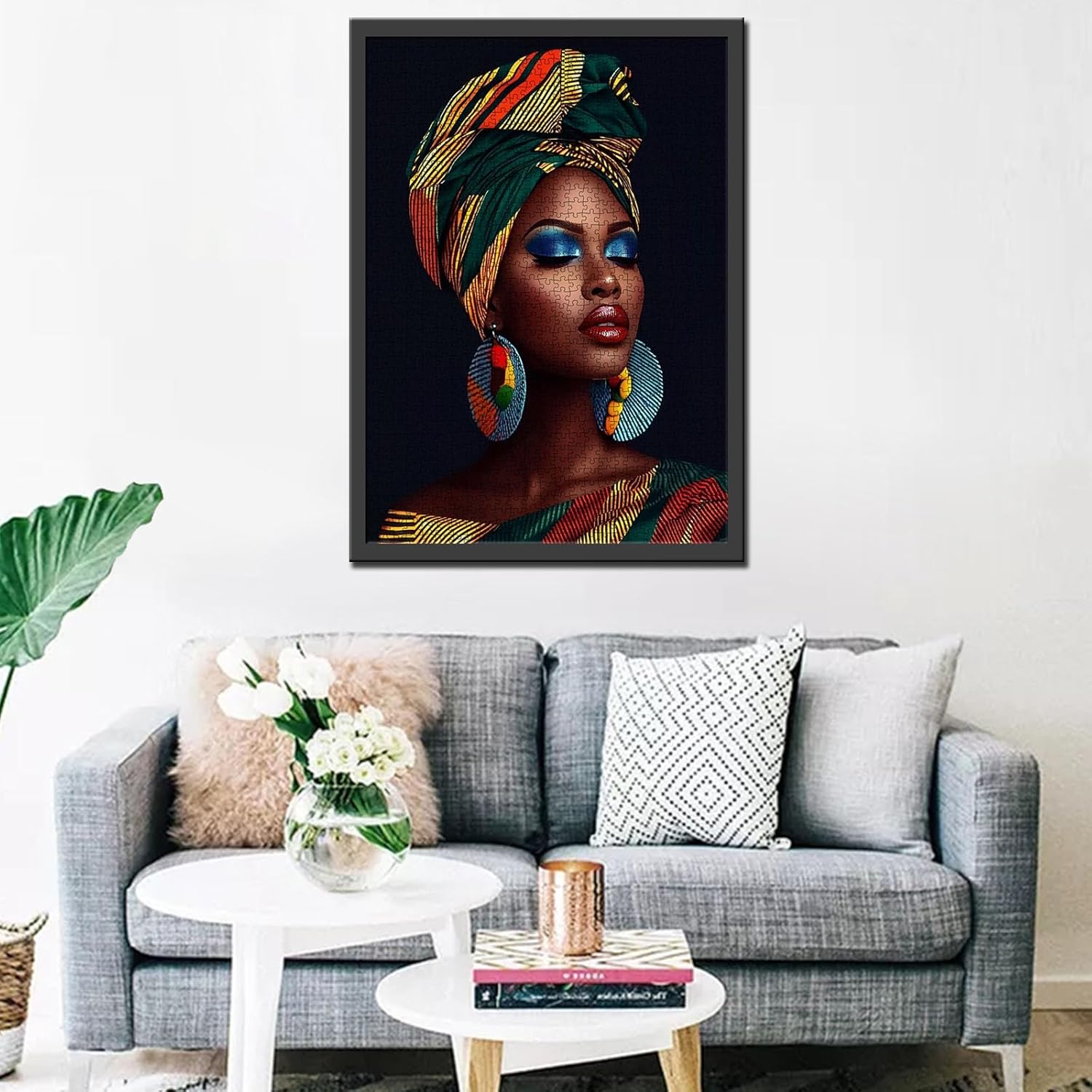 Native America Afro Girl 1000 Piece Jigsaw Puzzles for Adult Black Woman Painting Jigsaw Puzzle Graffitic Fashion Lady 1000 Pieces Puzzles Game Scandinavia Wall Decor DIY Craft Puzzle Art(Colorful)