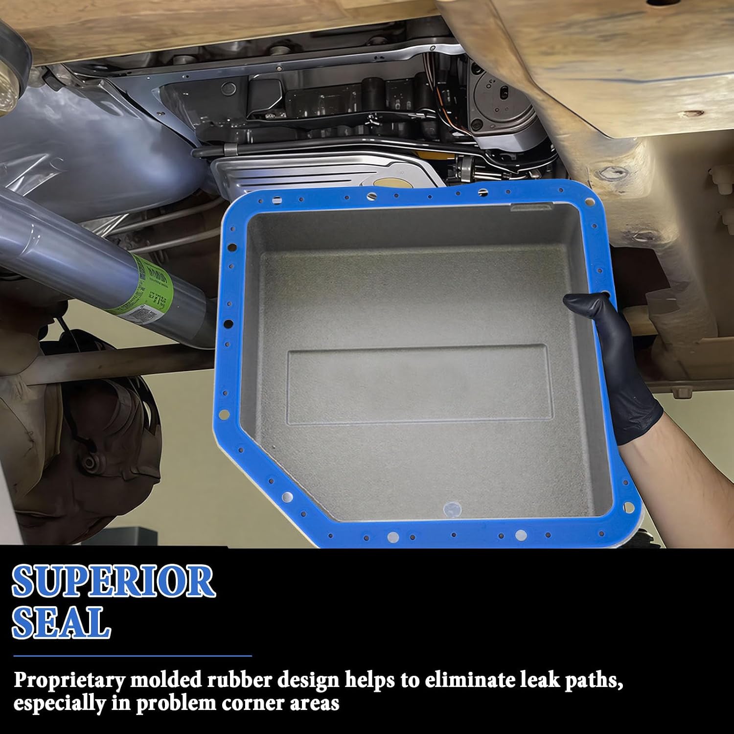 93102 Transmission Oil Pan Gasket for GM Turbo 350, Reusable Pan Gasket Compatible with Moroso, Silicone Molded Over Steel Better Sealing