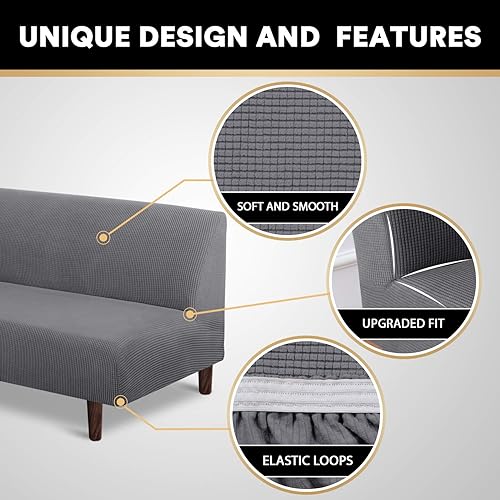 Vista 88 de PrinceDeco Funda elástica para futón sin brazos, funda para futón tamaño matrimonial/queen, funda para sofá futón, funda protectora de muebles
