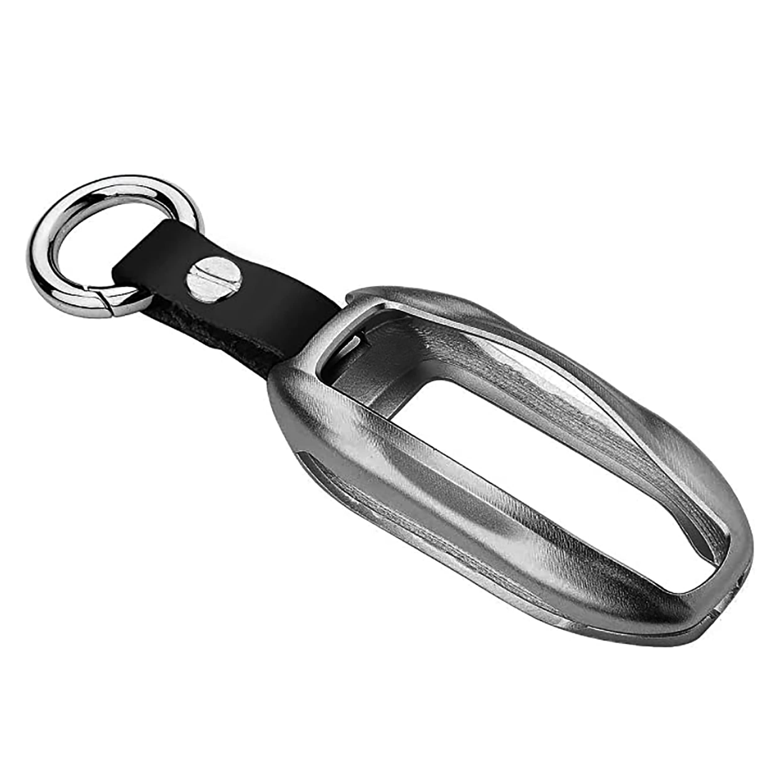 Tesla Key Fob Cover Case, Gray, TESFANS Aluminum Hard Keyless Remote Flip Key Protection Case Shell for Model S & Model 3