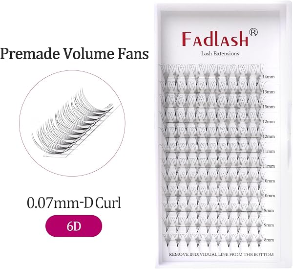 Volume Russe D Curl 6D 0.07mm 8~14mm Extensions de Cils Naturel Longs Cils Individuels Cils Professionnels Grappes Naturelles Flare Sans Noeud (D curl 0.07mm, 6D 8-14mm) - 2