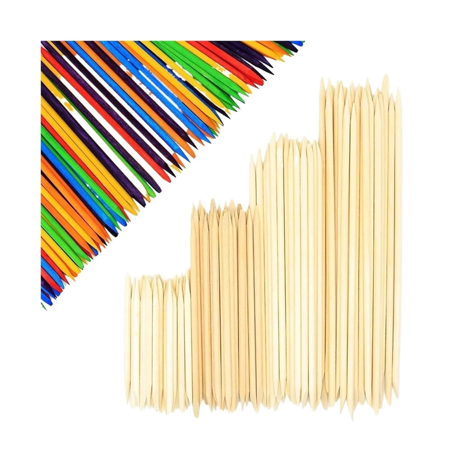 Wood Nail Sticks 1000Pcs Orange Wood Sticks for Nails Double Sided Cuticle Pusher Remover Nail Art Manicure Pedicure Tool(Chroma 114 mm)