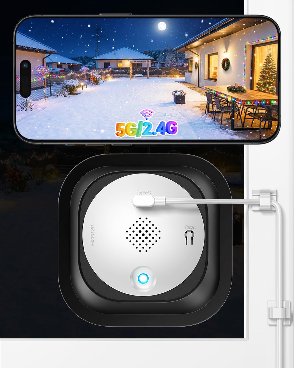 SYMYNELEC 5G&2.4G Window Cameras for Home Security: Indoor Camera for Outdoor Monitoring with 2K Full Color Night Vision Motion Person Vehicle Detection Easy Installation (Upgraded with Tilt Mount)