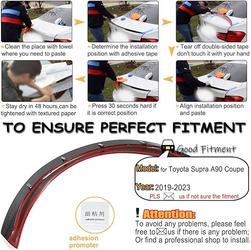 Miniatura 6 de MCARCAR KIT Alerón de maletero de fibra de carbono A90 para Toyota GR Supra A90 A91 Coupé 2019-2023 Tapa trasera de arranque High Kick Wing Lip