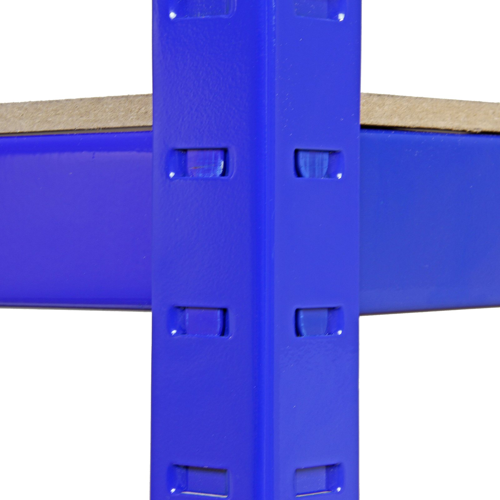 Scaffale da Garage ad Incastro T-Rax Scaffali per Garage Scaffalature Officina in Acciaio e MDF Senza Bulloni Mensole per Garage - Blu - 90cm x 45cm - 5 Pezzi con Connettori