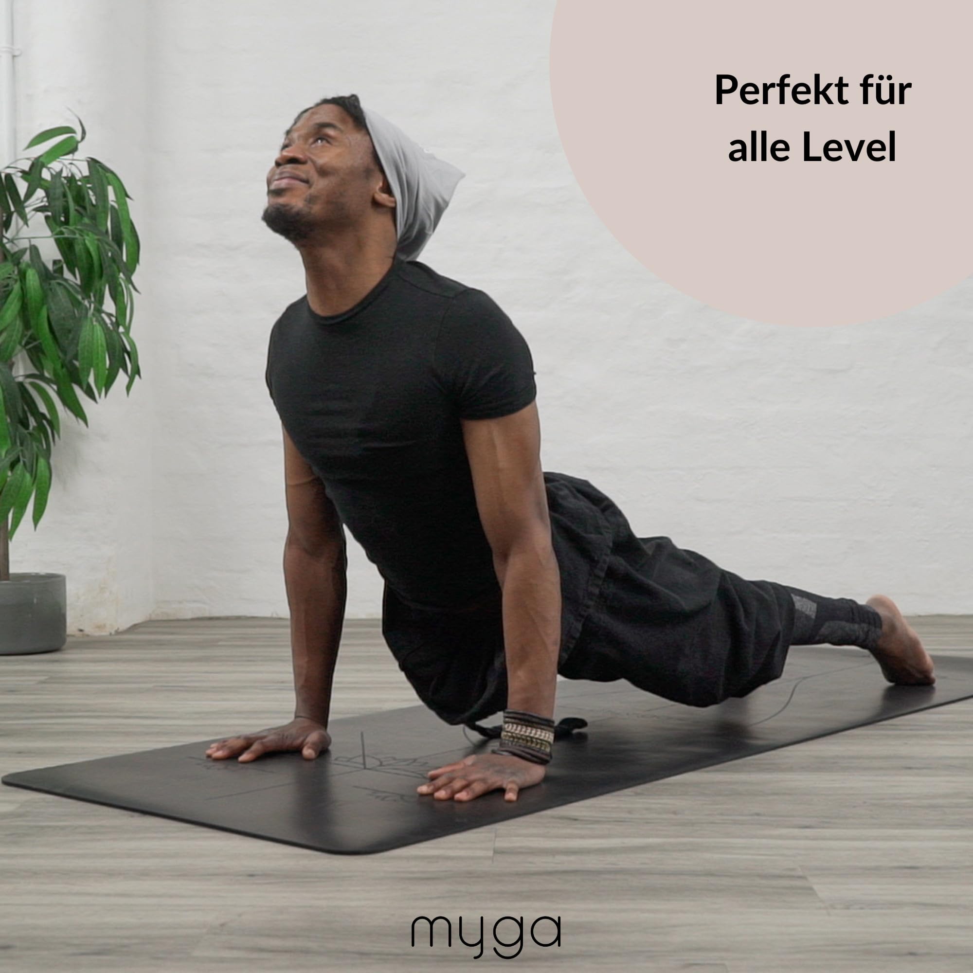 Myga Große Ausrichtungs-Yogamatte mit Körperausrichtungslinien, umweltfreundliche, rutschfeste Yogamatte, hochdichte PU-Polsterung (205cm x 70cm x 6mm)