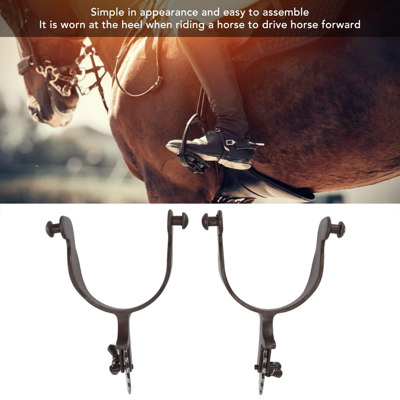 1 Par De Espuelas De Caballo con Estampado Vintage para Equitación, Hechas De Acero Al Carbono, para Accesorios De Equipos De Talabartería