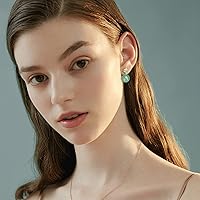 Vista 38 de Jade Earrings Studs,Green Jade Earrings for Women,925 Sterling Silver Earrings Studs for Sensitive Ears,Handmade Jade Earrings for Birthday