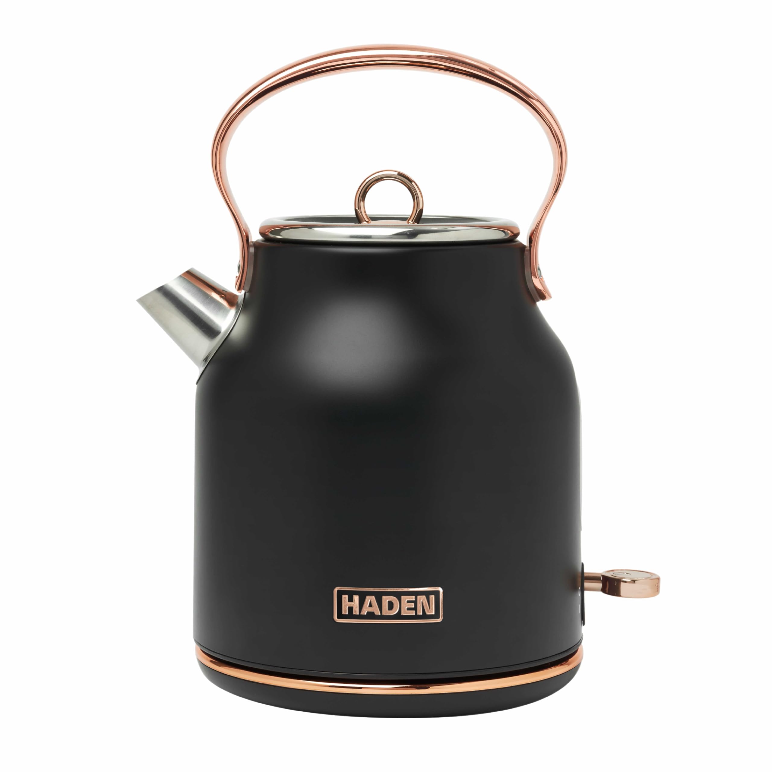 Haden Heritage & Copper Cordless Kettle - Traditional Electric Fast Boil Kettle - 3000W, 1.7 Litre Black