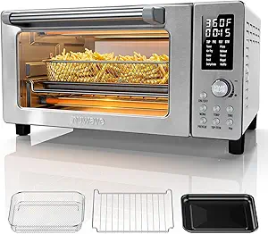 Nuwave Bravo Pro Convection Air Fryer Toaster Oven Combo, 2025 New and Improved, 10-in-1, 50°-450°F Temp Controls, Quick & Even Crisp Technology, 21Qt Capacity, Stainless Steel, PFAS Free