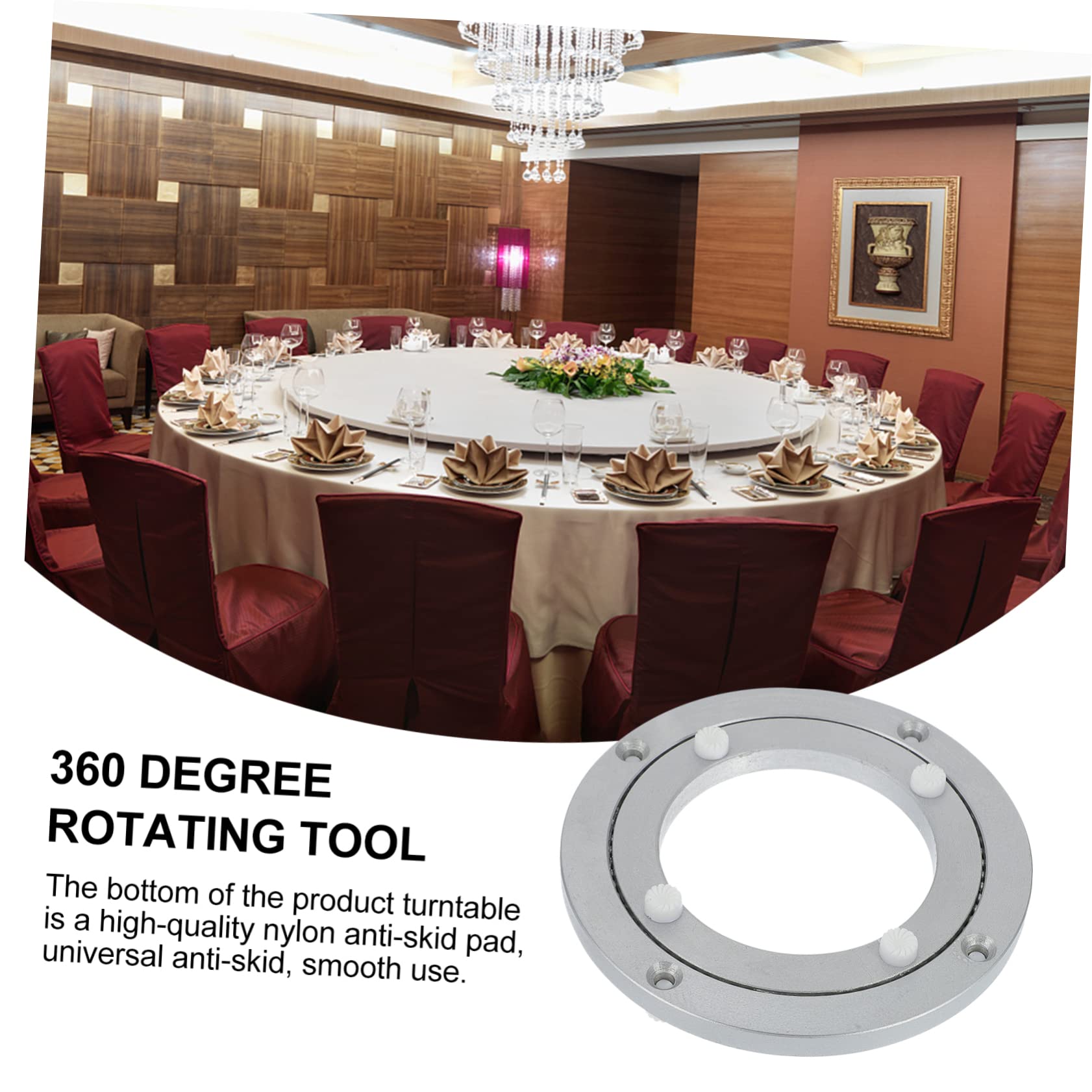 Plato Giratorio de Aluminio para Mesa de Comedor Base Giratoria Lisa 360 Grados Herramienta para Banquetes y Restaurantes Uso Doméstico Diseño Práctico