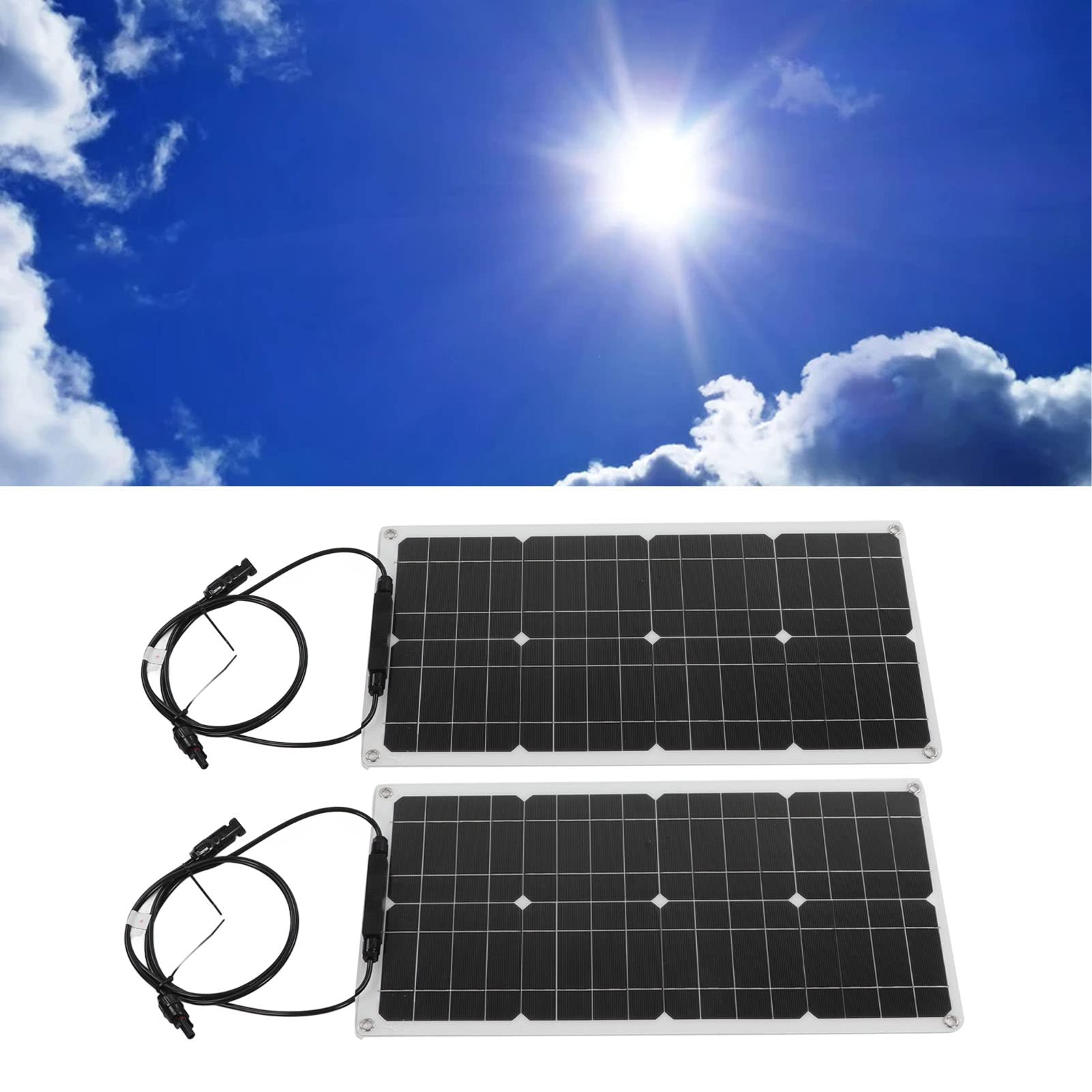 Cocoarm Zestaw do ładowania Słonecznego 50 W, Przenośny Panel Słoneczny Monokrystaliczny ze Sterownikiem ładowarki Akumulatora 30 A, Wyjście 18 V, Wodoodporna Dwuczęściowa Konstrukcja do Samochodu