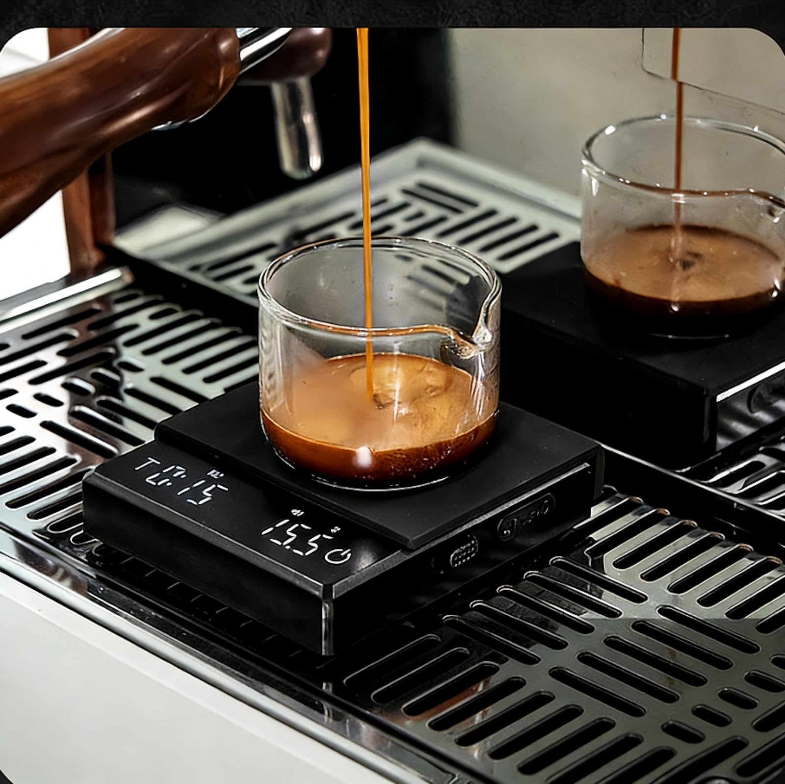 Super Mini Espresso Kaffeewaage mit Timer, Digitale Tragbare Kaffeewaage für Espresso, Pour Over & Manuelles Brühen, Wiederaufladbare Kaffeewaage