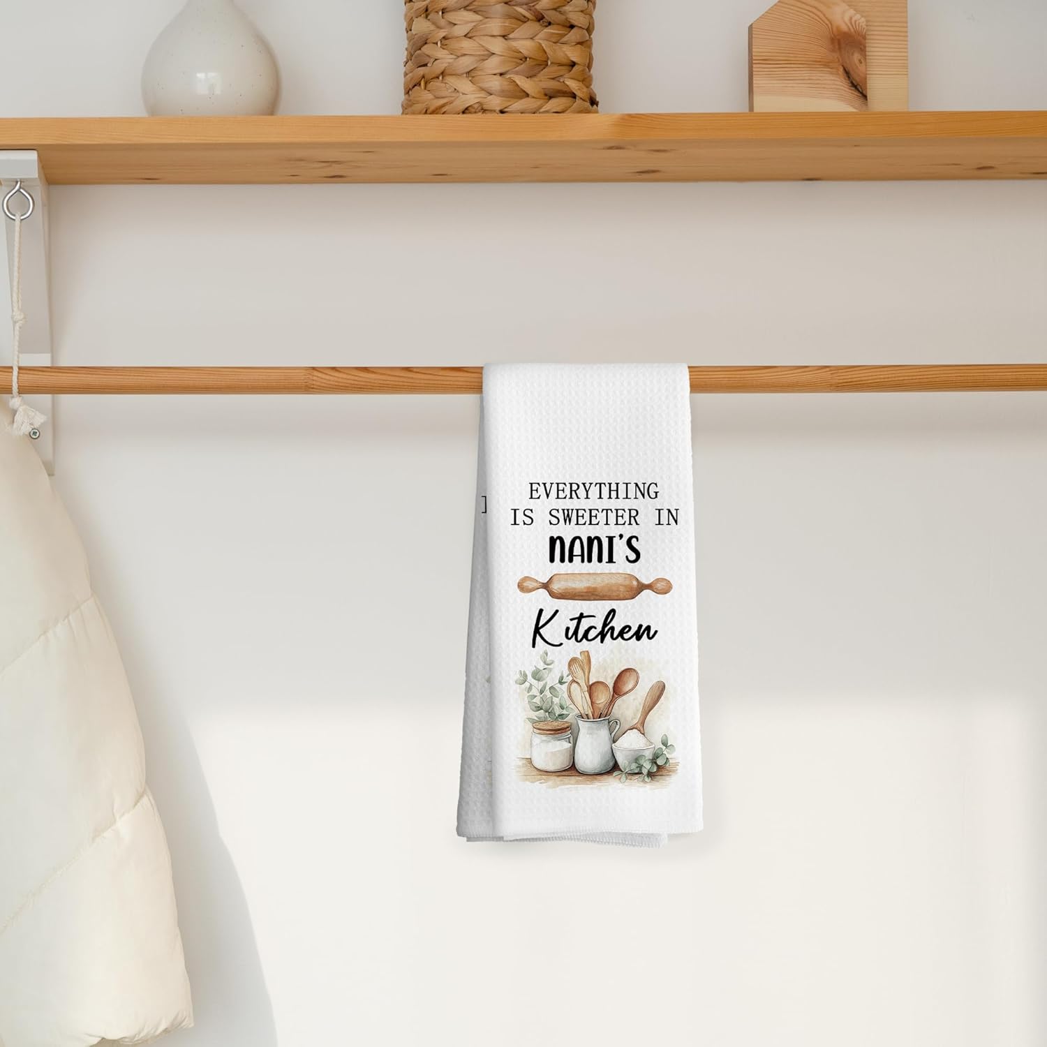 Nani Gifts Kitchen Towels, Grandma Grandmother Gifts from Grandson Granddaughter Grandkids,Everything is Sweeter in Nani's Kitchen Decoration Tea Towel Hand Towels 16x24 Inch - Image 5