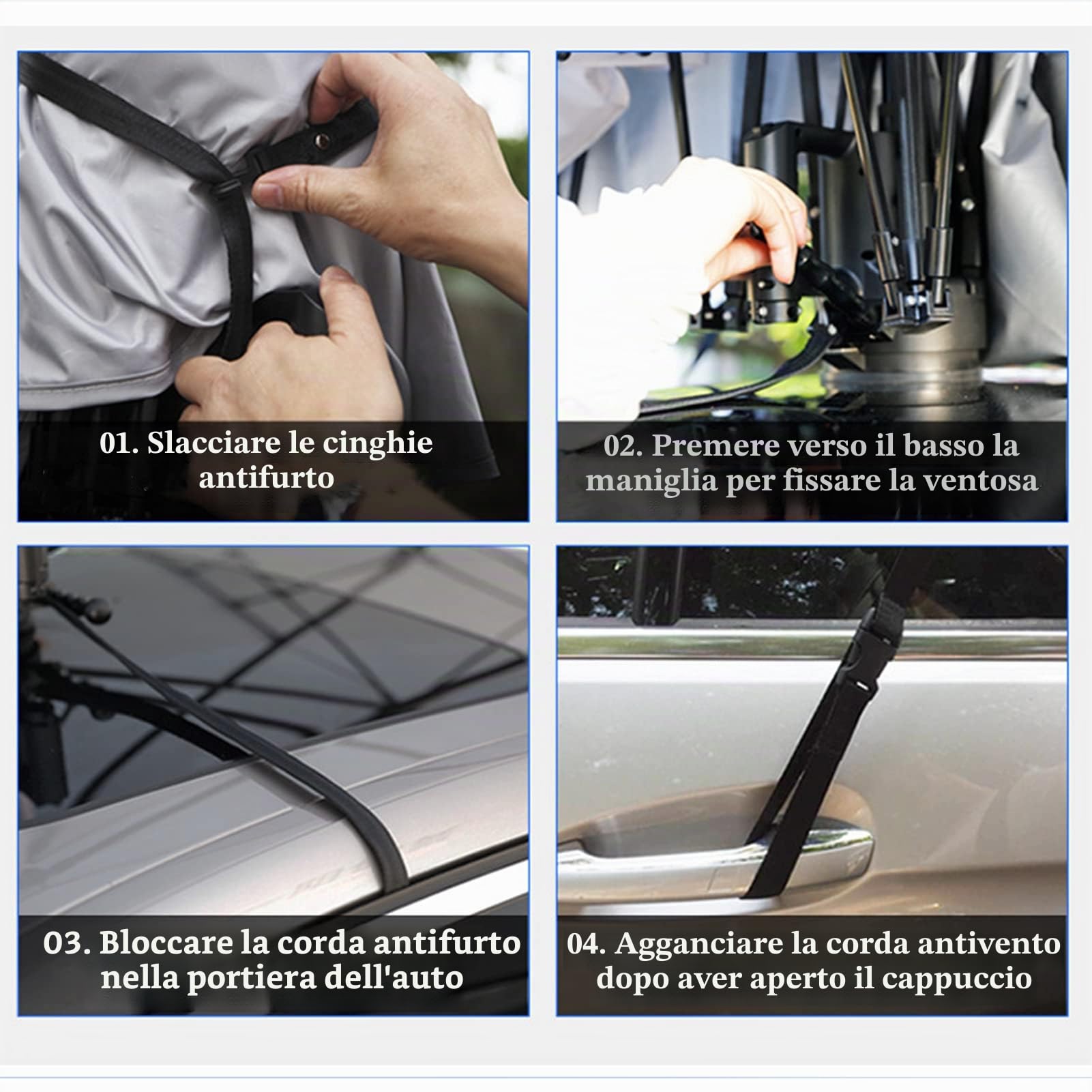 Tenda per Auto Completamente Automatica, Copertura per ombrellone Portatile per Auto Pieghevole per Auto, Protezione Auto, Parasole Anti-UV, Protezione Antivento, Parasole per Esterni