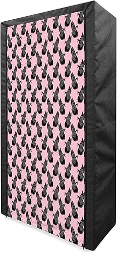 Ambesonne Swan Portable Fabric Wardrobe, Vintage Pin up Pattern with Black Swan Cartoon for Girls, Clothing Organizer and Storage Closet with