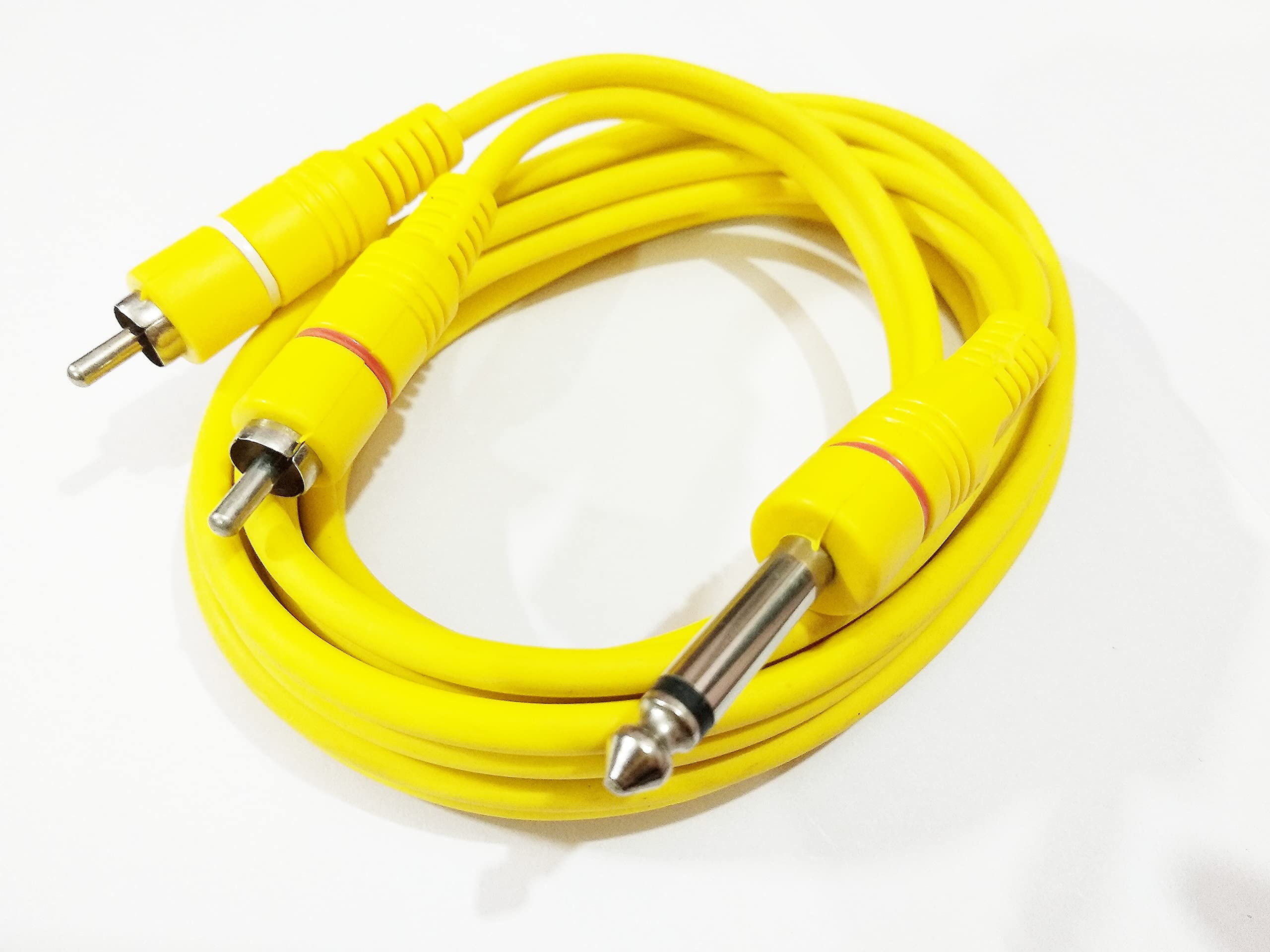 6.35mm Mono To 2 RCA Male To Male Adapter Cable 1.86M (6 Feet) For Guitar,  Amplifier, Recording Equipment, Hi-Fi Audio System, Audio Mixer, AV  Receiver.-Yellow : Amazon.in: Electronics