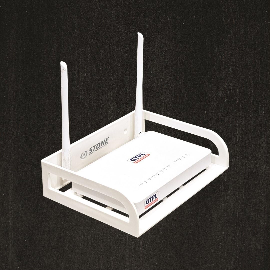 ABS Set UP Box, WiFi, Router, DTH, Telephone, Mobile Shelf/Stand Wall Mounted/Multi-Purpose Wall Mount Set Top Box Stand/ (Number of Shelves - 1, White, Glossy)