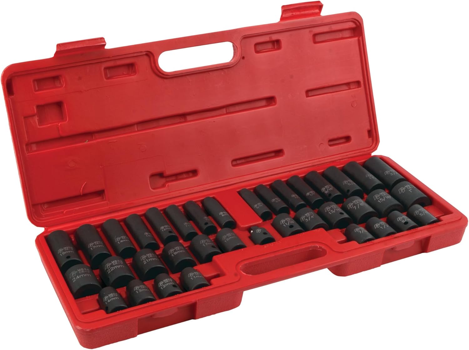 Performance Tool M796 36-Piece Socket Set - Drop Forged Chrome Vanadium Steel with SAE & Metric Deep and Standard Sizes in Storage Case