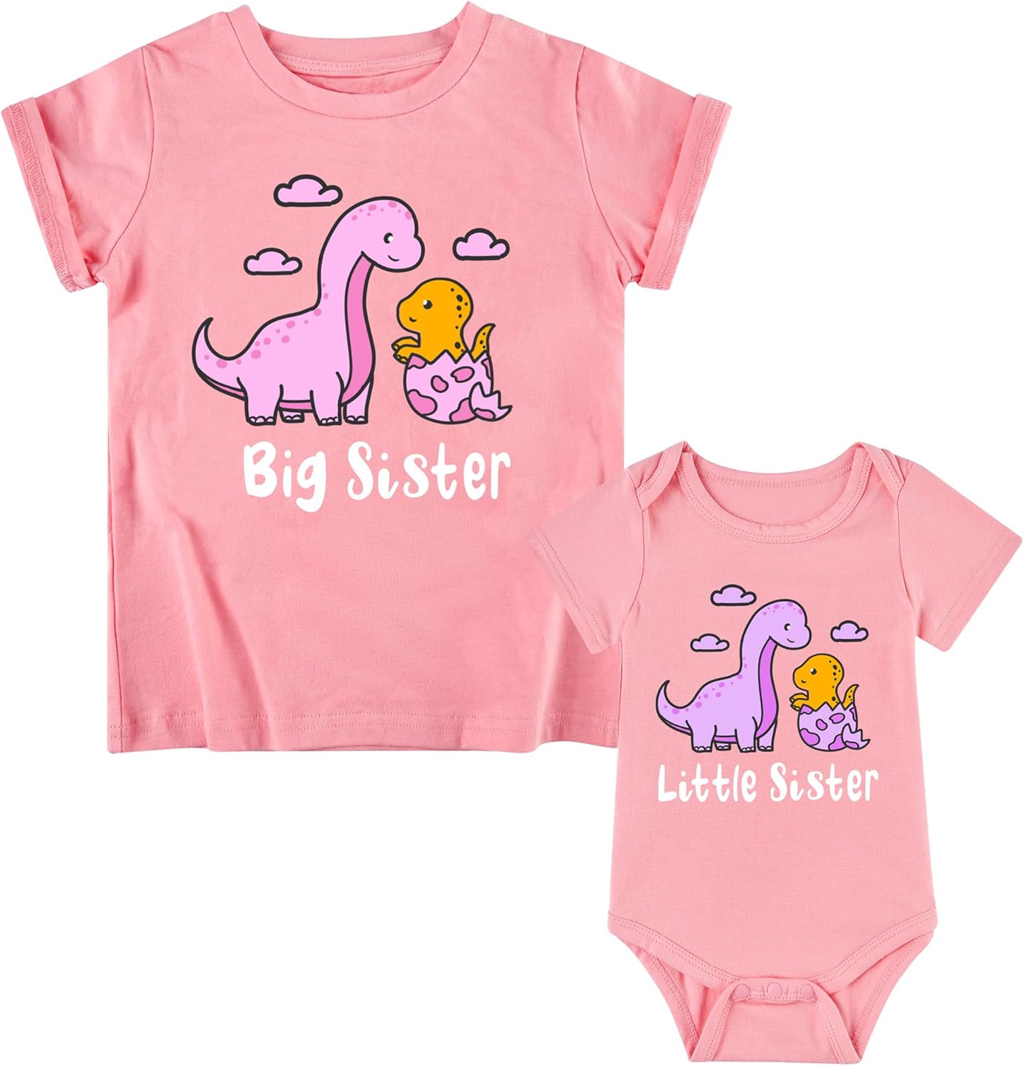 Funnycokid Big Sister Little Sister Matching Outfits Toddler Girl Shirt Newborn Clothes