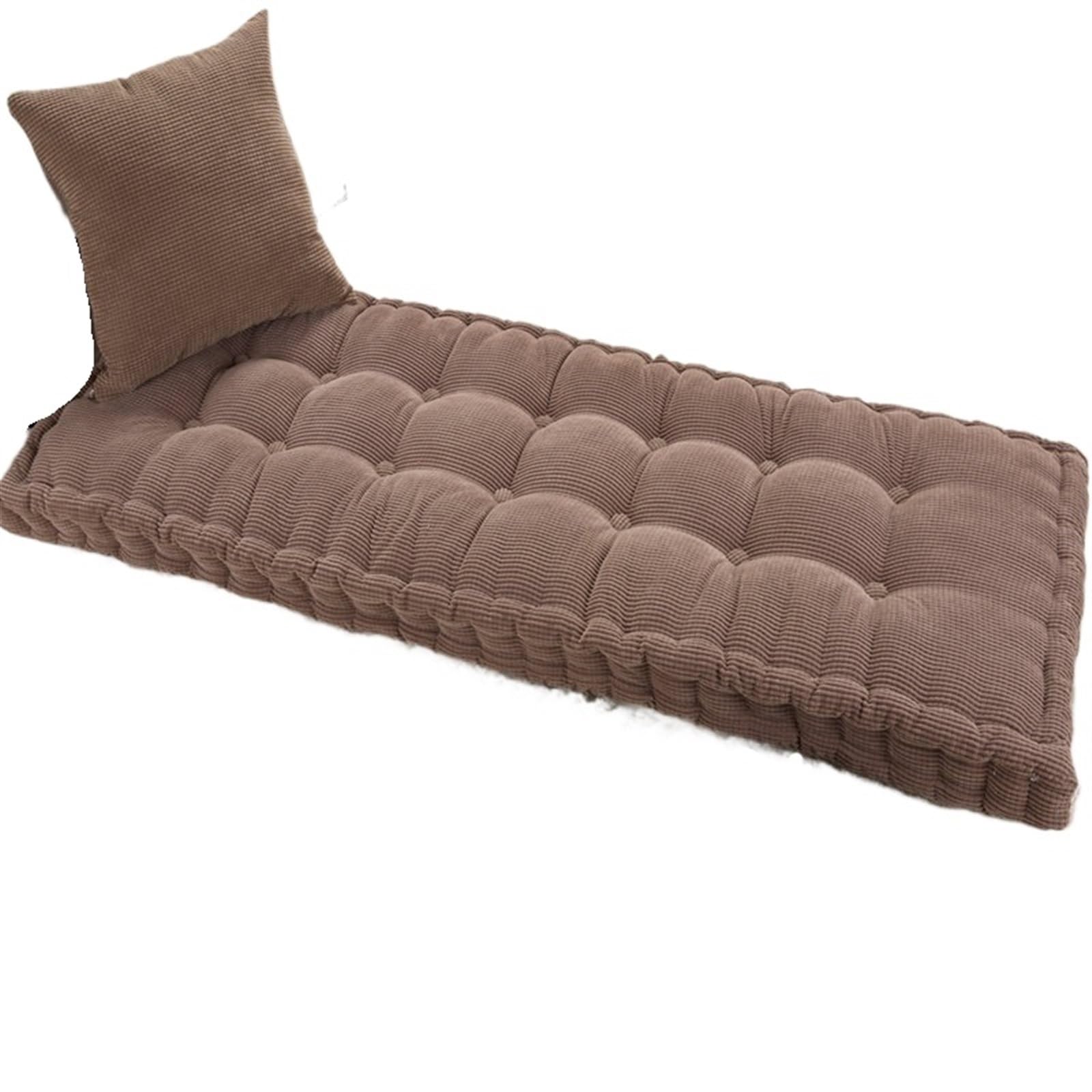 Cuscino spesso per sedia da giardino, in tinta unita, 55 x 150/55 x 165 cm, per interni ed esterni, grande cuscino per pavimento (colore 06, 42 x 118 cm)