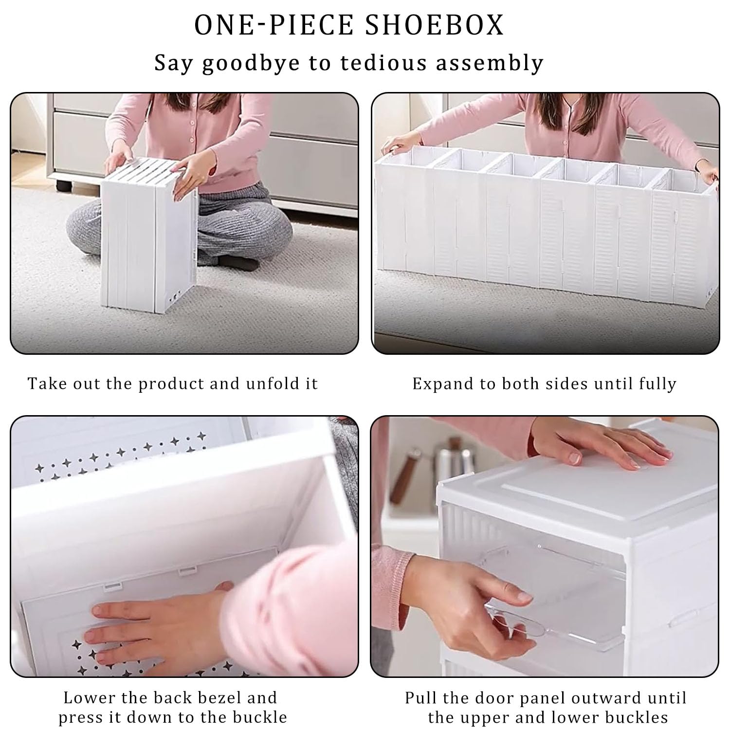 Cajas de Apilables Transparentes, Zapatos con Tapa, Home Cajas Plásticas para Guardar Zapatos, Juguetes y Ropa, Talla Hasta 46, 34.5x25.5x19 cm (1PCS)
