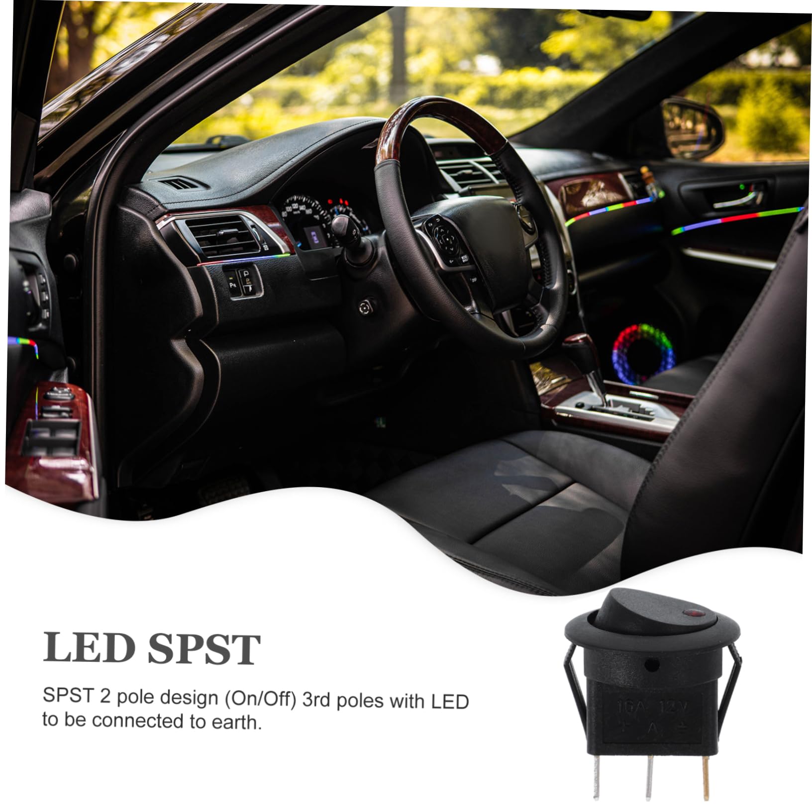 GRIRIW 12V Spst Round Rocker Switch with LED Light Automotive Toggle Switch for Car Boat Use Compact Prevents Unwanted Rotation