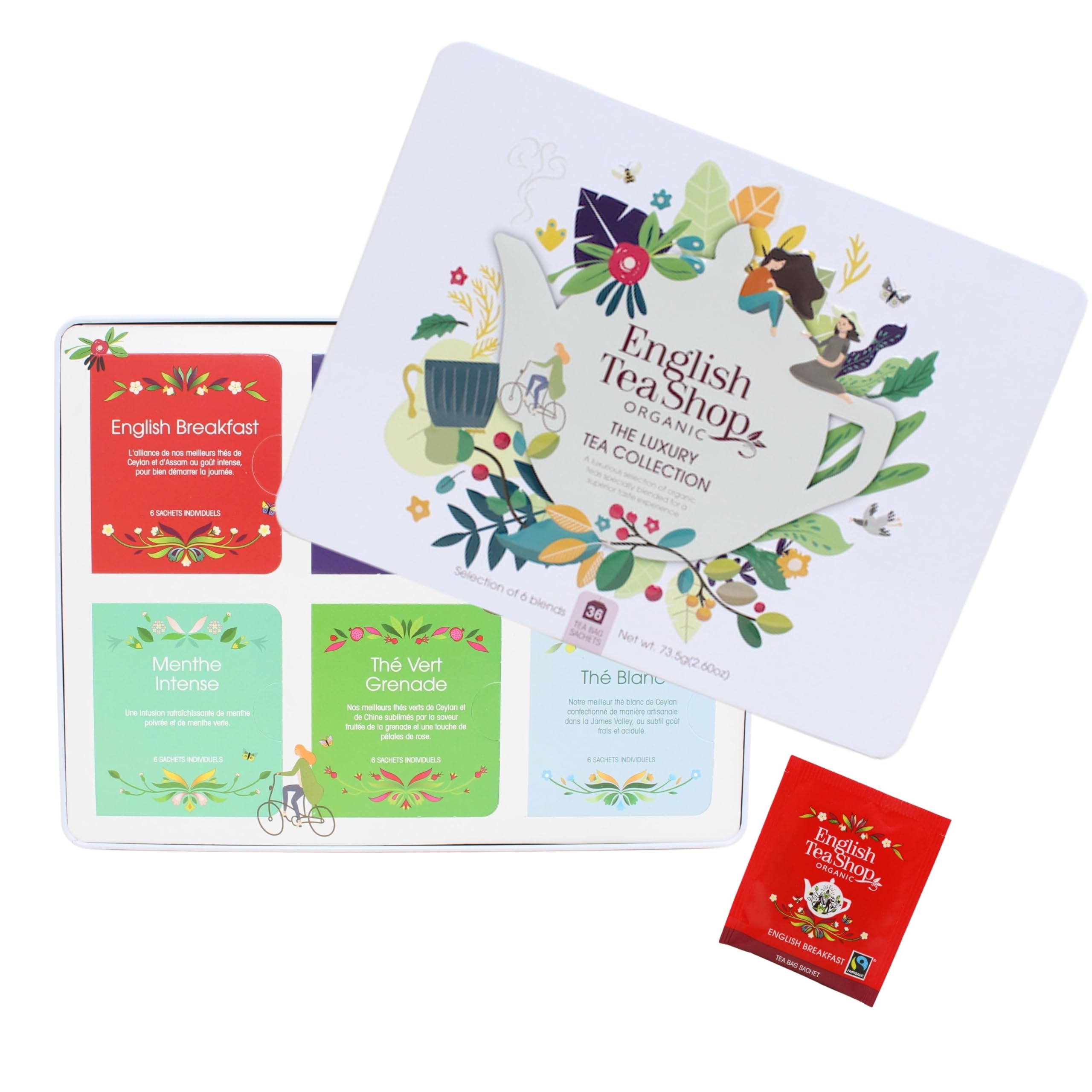 English Tea Shop - Coffret thés et infusions - Collection Luxury - 36 sachets de thés et d'infusions bio dans une belle boite à thé en métal - Coffret cadeau thé à offrir