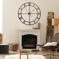 HAITANG 80 cm Nagyméretű Fekete Fali Óra - Modern Fém Kivitel, Római Számlappal, Csendes Járás, Nappali, Hálószoba, Konyha Dekorációhoz 6