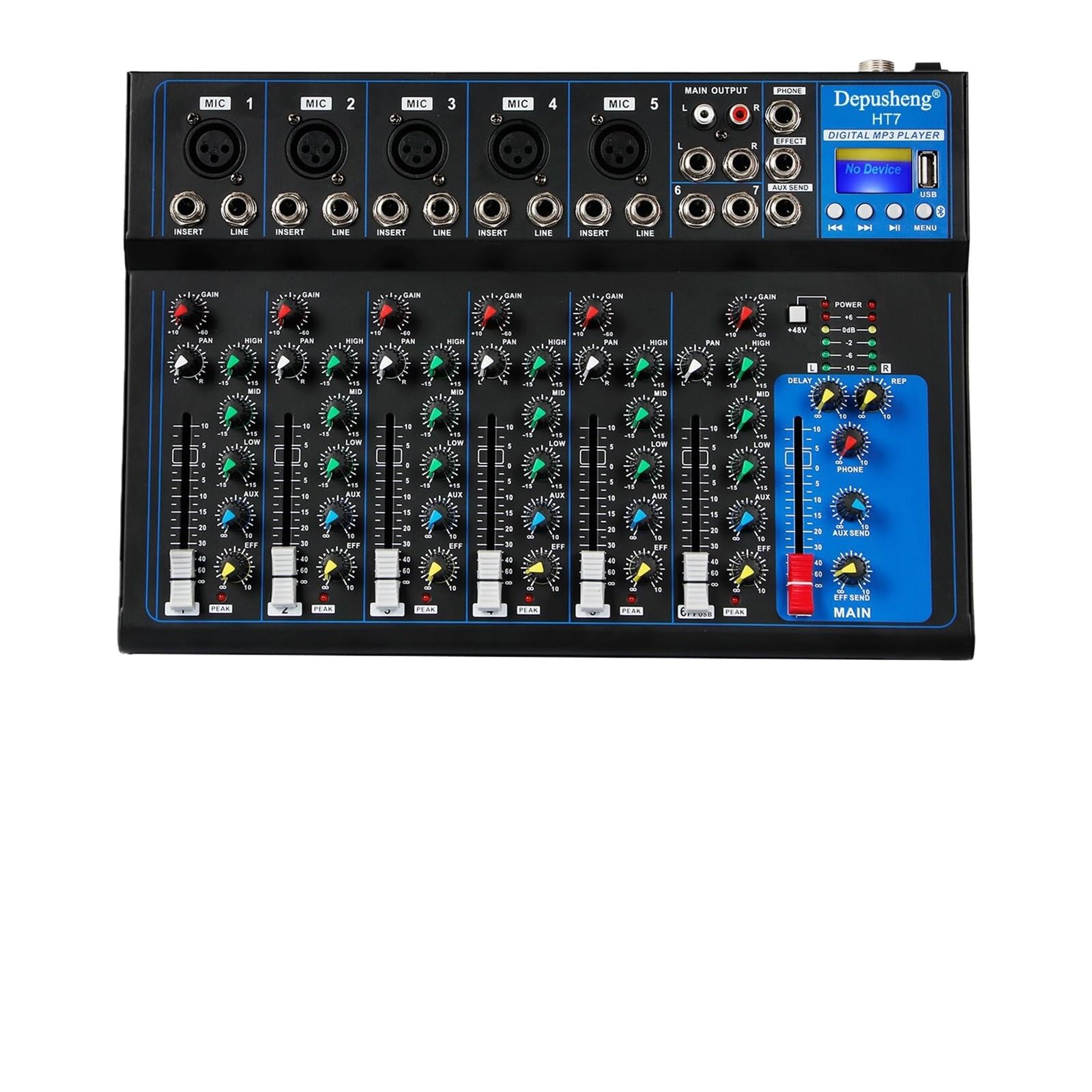 Mixer per DJ, Mixer Portatile DJ Sound Mixing Console 48V Power for la Registrazione al Computer, Mixer for Gruppi Musicali for la Registrazione in Studio