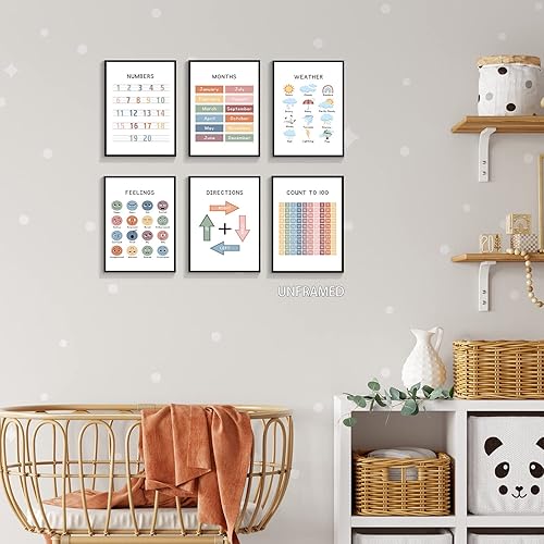 Miniatura 7 de Pósteres educativos para el aula preescolar para niños pequeños, tabla de números de aprendizaje del 1 al 100, lienzo de arte de pared, meses del