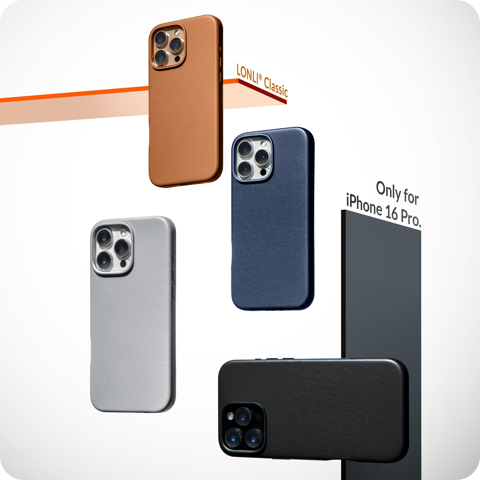 LONLI Classic, for iPhone 16 Pro, European Genuine Vele Leather Phone Case, Smoothen and Soften Over Time - Image 2