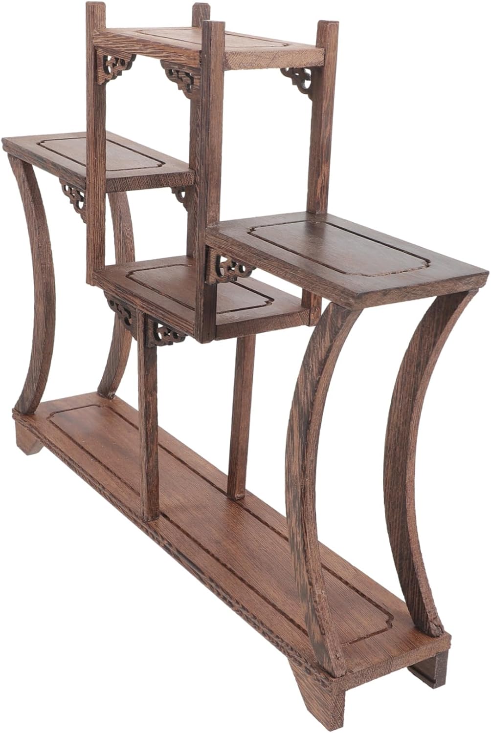 Luxshiny Antique Wooden Display Shelf for Tea Pots and Jade Crafts Elegant Storage Rack for Decor for Vintage Aesthetic and Cultural Showcase