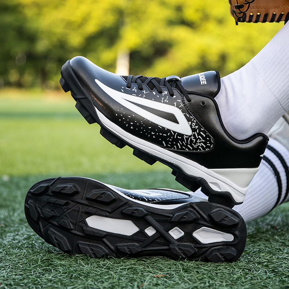 Chaussures de Baseball Respirantes Tige synthétique Flux d'air Crampons en Caoutchouc pour entraînement Sports de Terrain Hommes Femmes