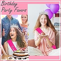 Vista 14 de Casoty Faja de cumpleaños de 16 años, juego de tiara con alfiler de perlas y decoraciones para niñas