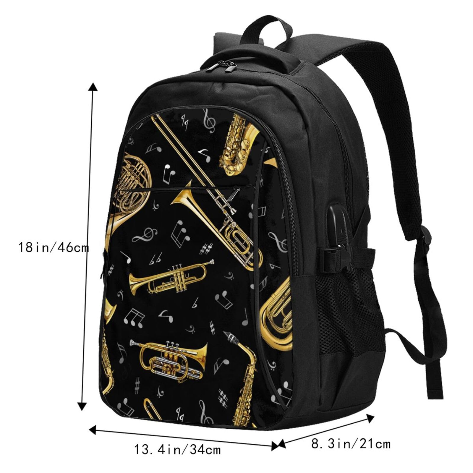 InOmak Trompeten-Musiknoten, Reiserucksack, Freizeitrucksack, Schulrucksack, Laptop-Rucksack für Damen und Herren