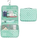Narwey Sac de toilette suspendu Femmes Voyage Articles de toilette Sac de maquillage cosmétique Organisateur imperméable pour les filles (Green Leaf)