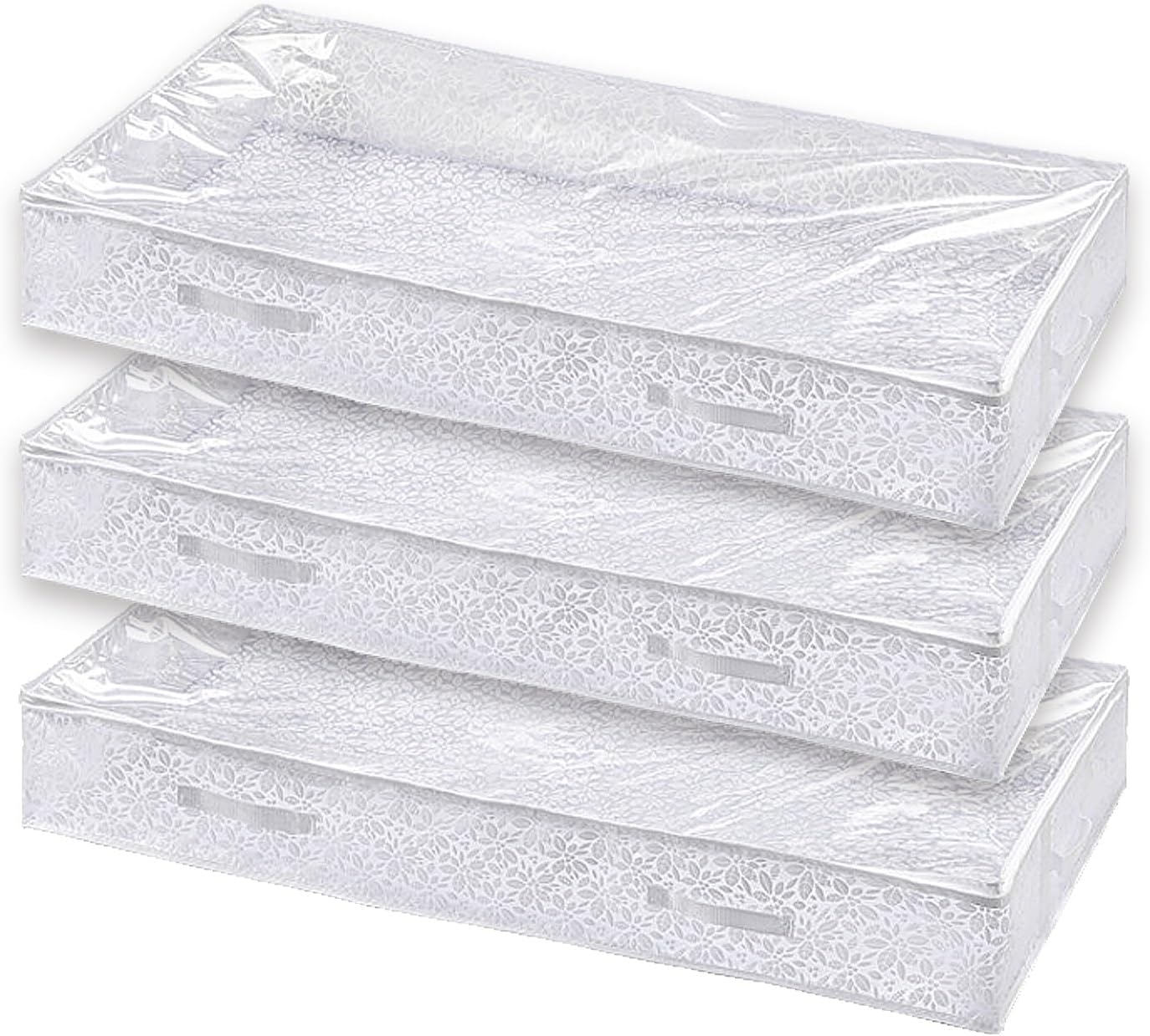 3 Pack Under Bed Storage Containers, Foldable Storage for Under Bed, Transparent Window, Washable Oxford, for Clothes, Quilt, Blanket