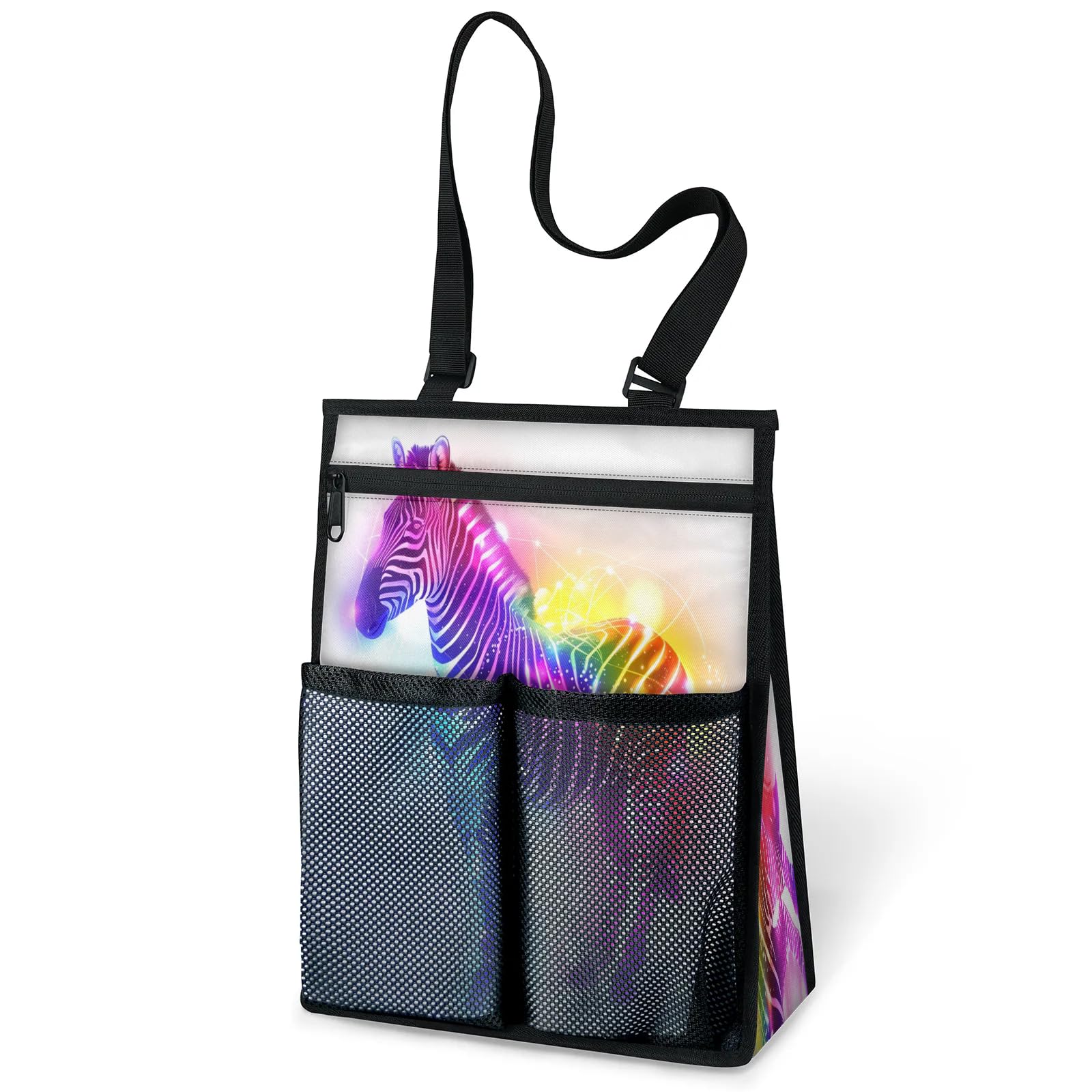 Ourtheme Rainbow Zebra Portable Shower Bag for Travel Gym Camp Beach Tote Shower Caddy Bags Hanging Toiletry Organizer