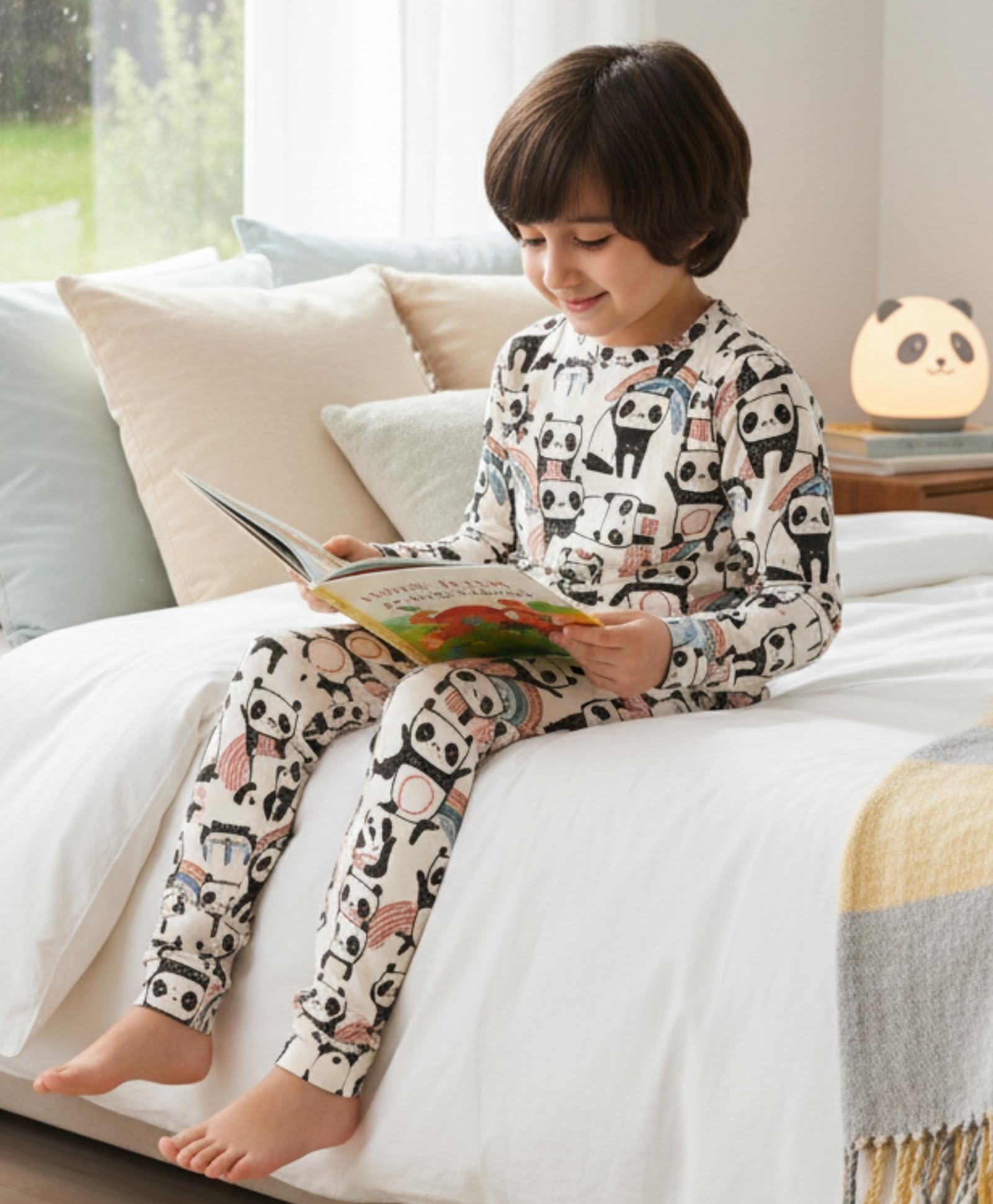ANTHRILO Cotton Panda Long Sleeves Boys Pyjama Set - White, 9-10 Years - Image 7 thumbnail