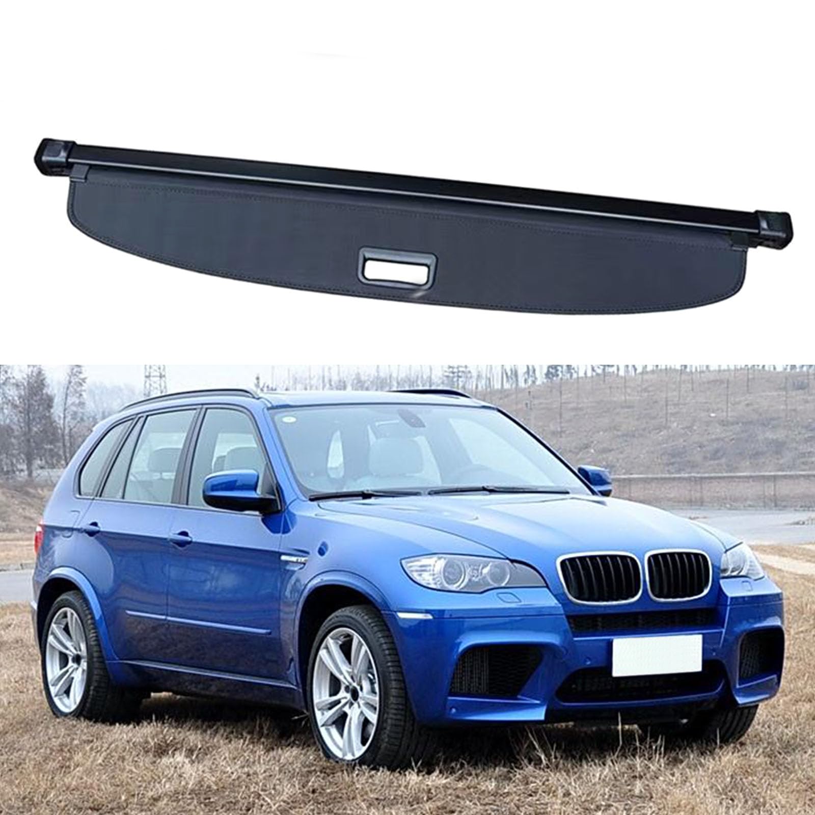 Support de rangement rétractable coffre pour BMW X5 2007-2018 housse cache-bagages noire