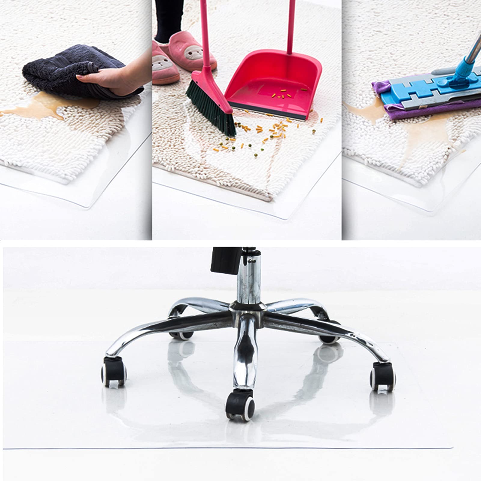 Tapete transparente para silla, antidesgarros, impermeable, antideslizante, protector de suelo (1,5 mm, 70 x 130 cm) para el hogar y la oficina