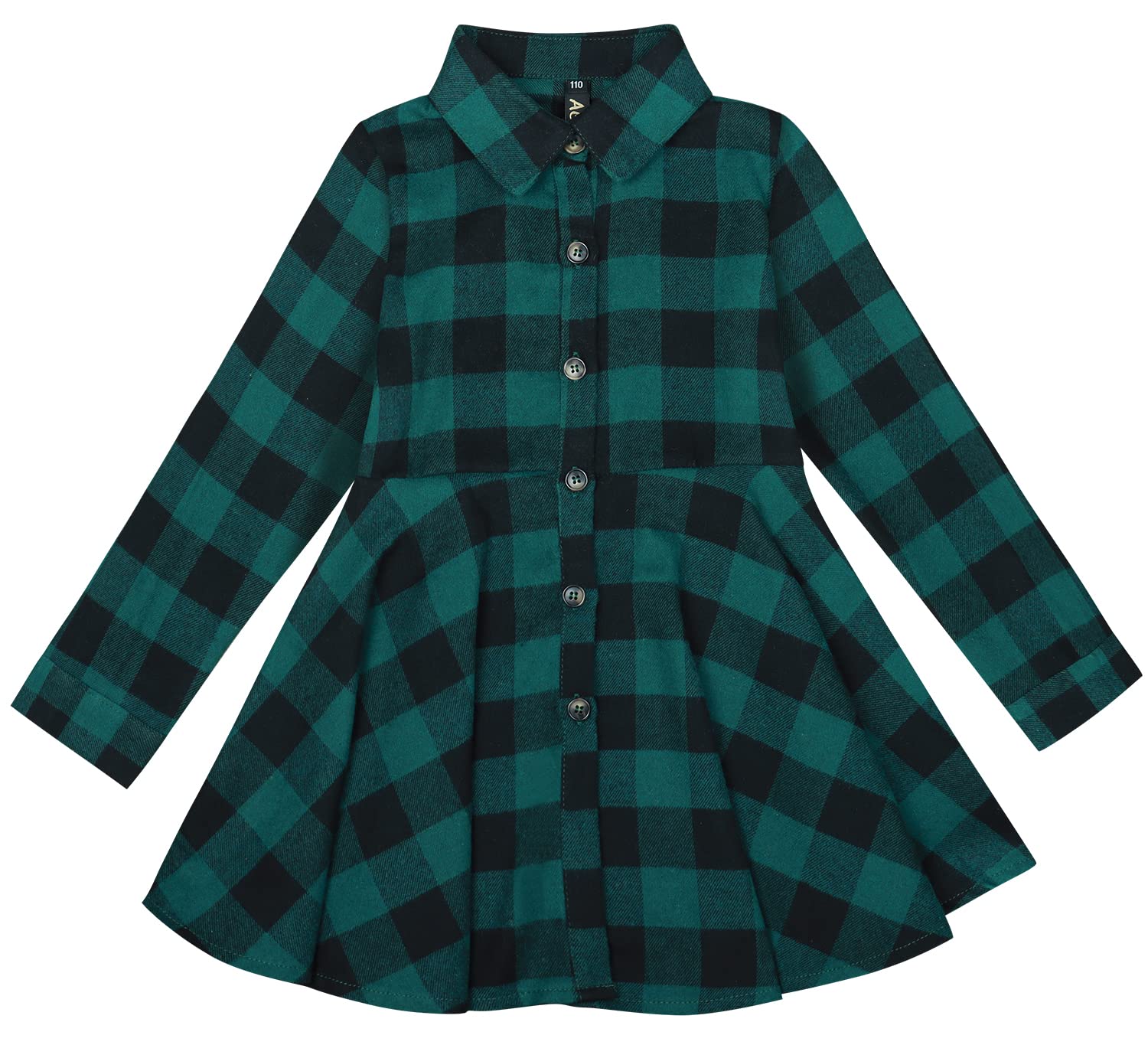 AGQT Camicette Girl Dress Costume di Natale Bambino, Abbigliamento Camicia a Righe Vestito Casuale a Maniche Lunghe con Cintura, Buffalo a Scacchi Camicia Size Abito da 3-11