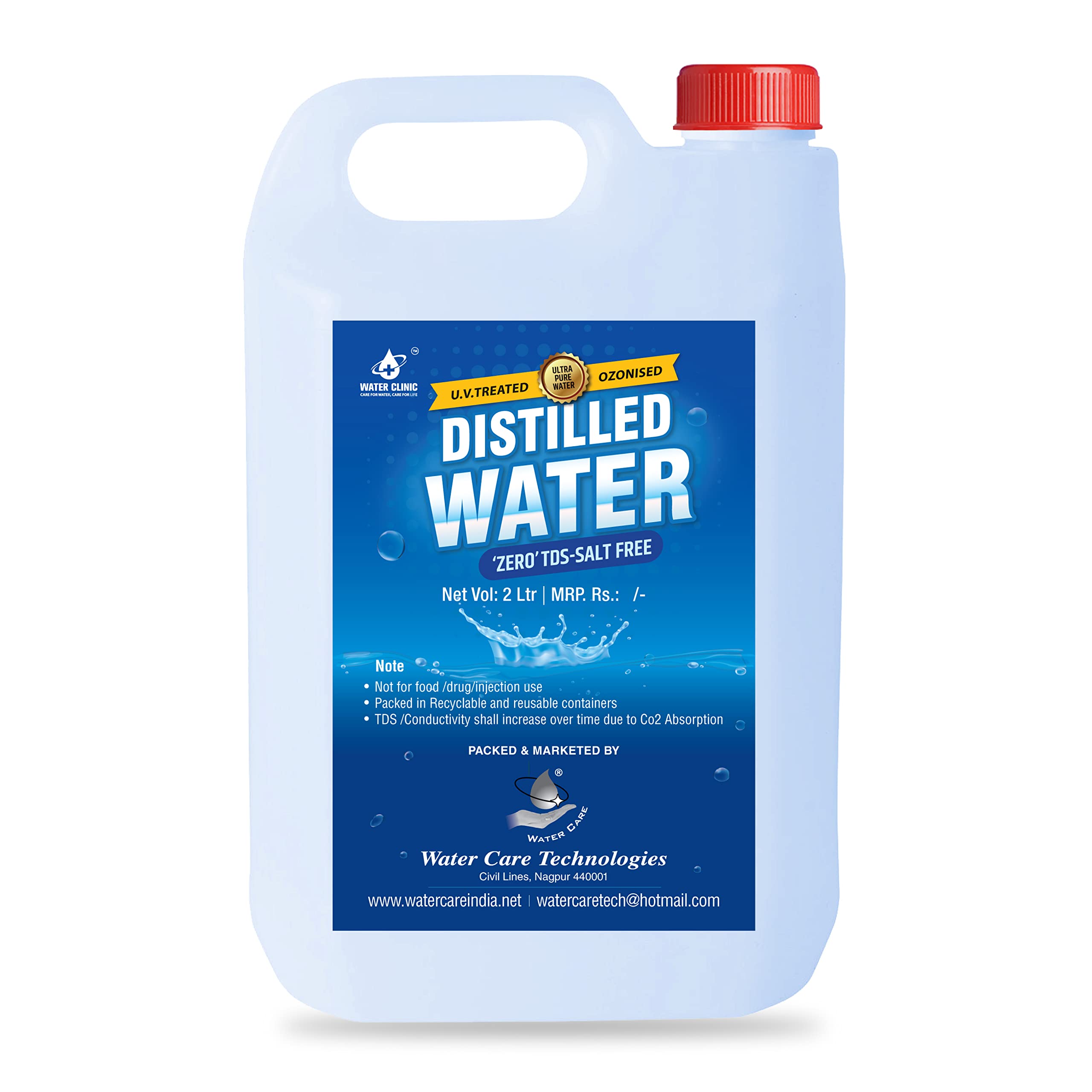 Water Care Technologies Salt-Free Distilled Water | Ultra Pure Water for Battery and Inverter | Zero TDS / 2 Litres-image-42